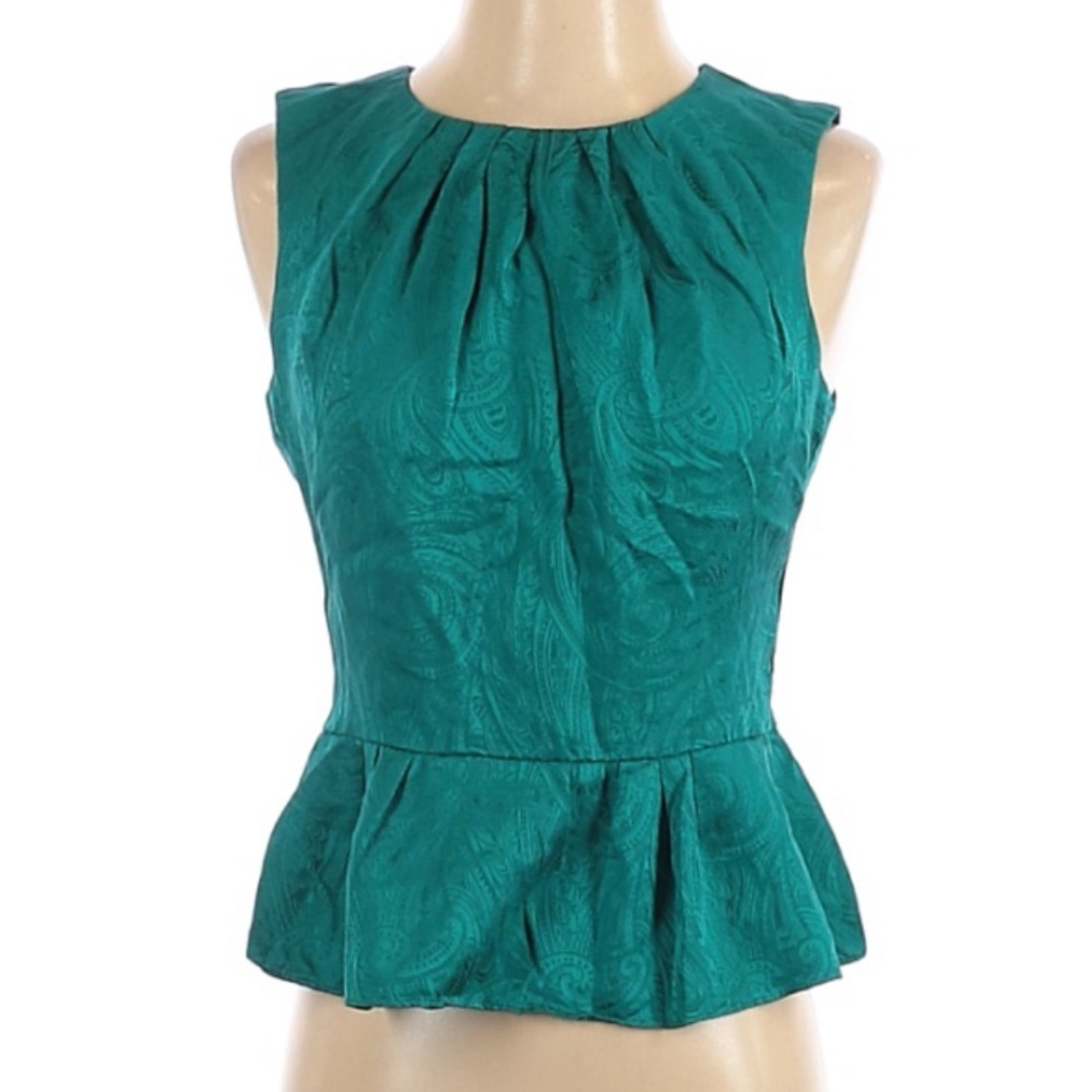 Trina Turk sleeveless 100% silk top teal blue